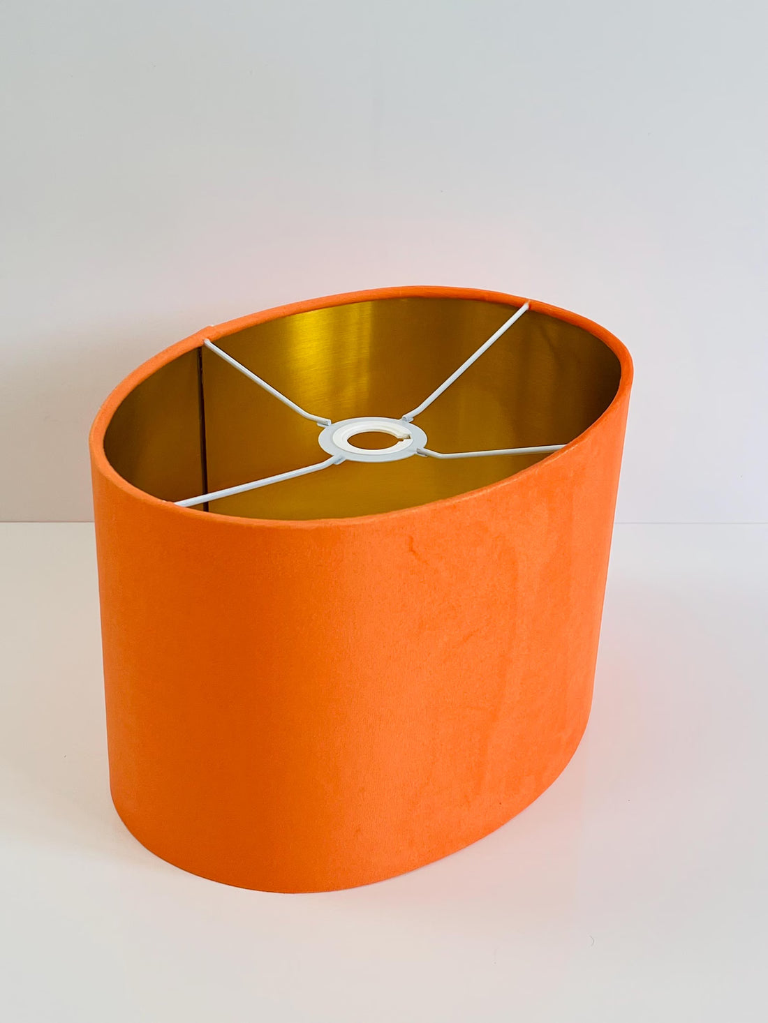 New handmade by order luxury high quality coral orange velvet fabric lamp shade OVAL shape lamp shade OVAL suitable for tables and ceilings