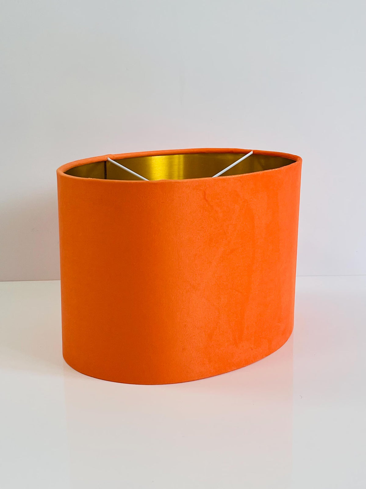 New handmade by order luxury high quality coral orange velvet fabric lamp shade OVAL shape lamp shade OVAL suitable for tables and ceilings