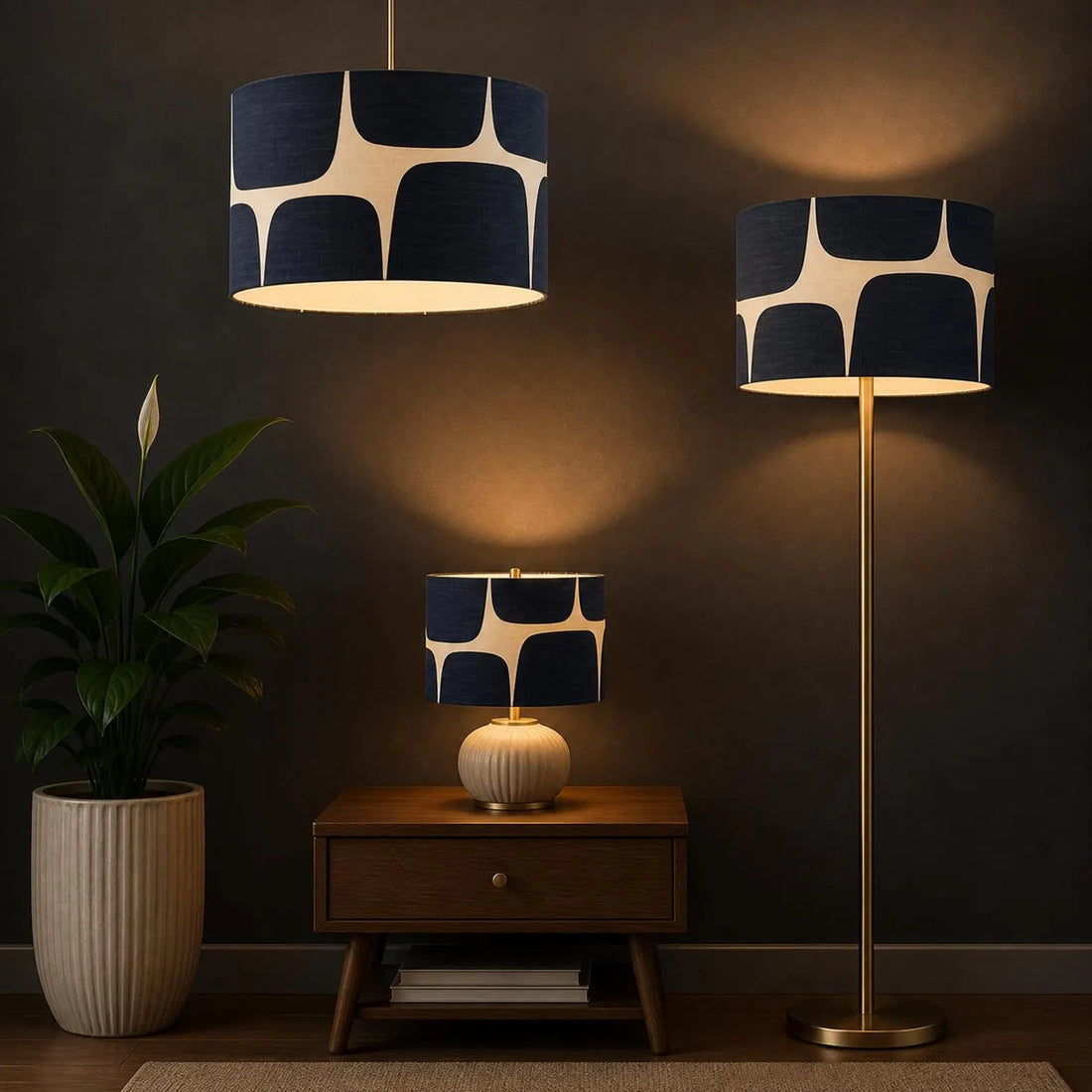 New high quality handmade pebble fabric abstract geometric pattern drum shape lamp shade pendant light lamp shade all sizes shapes ava
