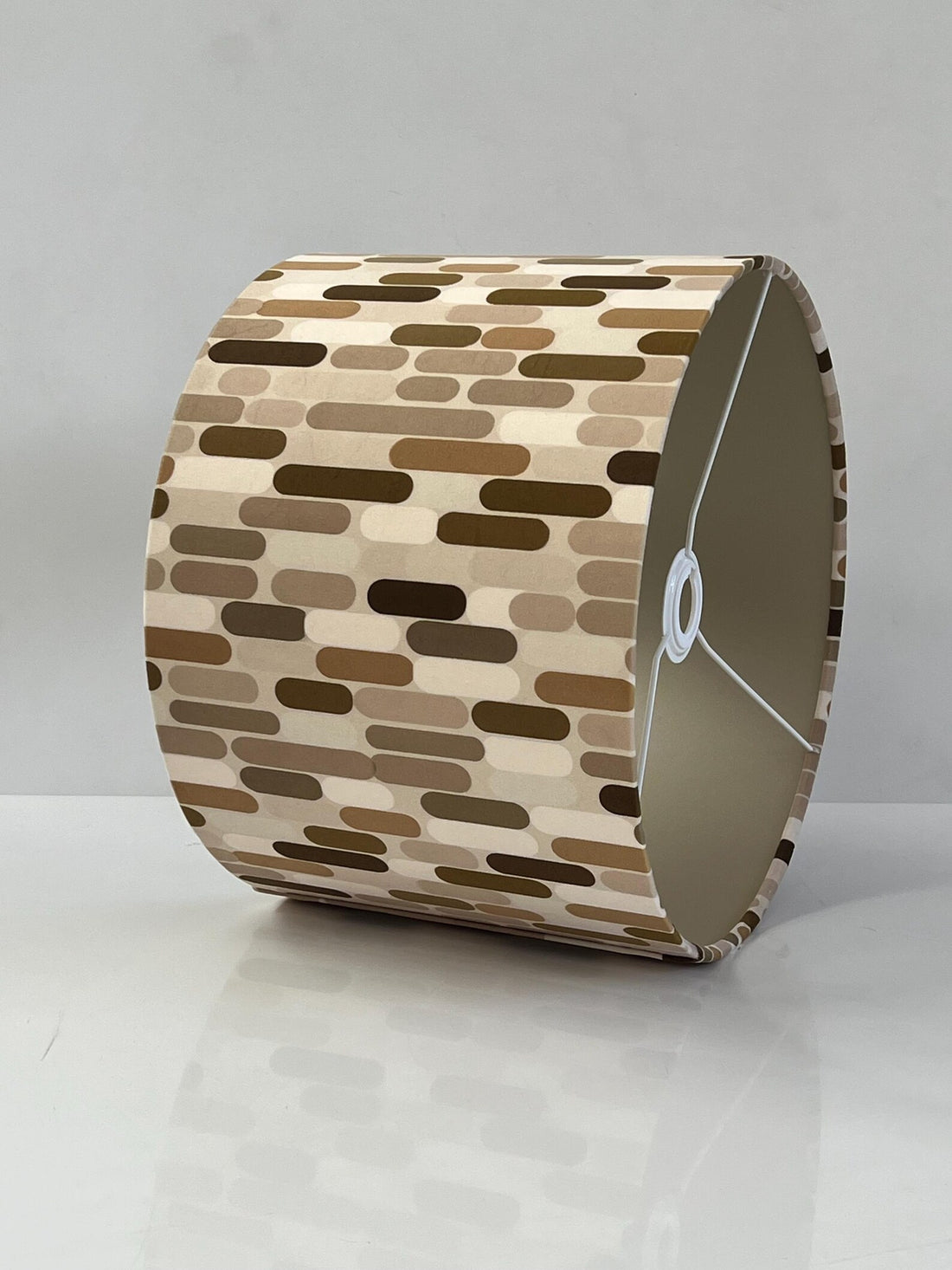 New high quality handmade brown neutral eirth colour strips pattern on velvet DRUM shape lamp shade pendant light lamp shade all size shape