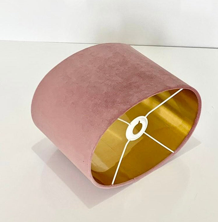 New luxury high quality english rose pink velvet fabric lamp shade oval shape lamp shade OVAL metallic lining