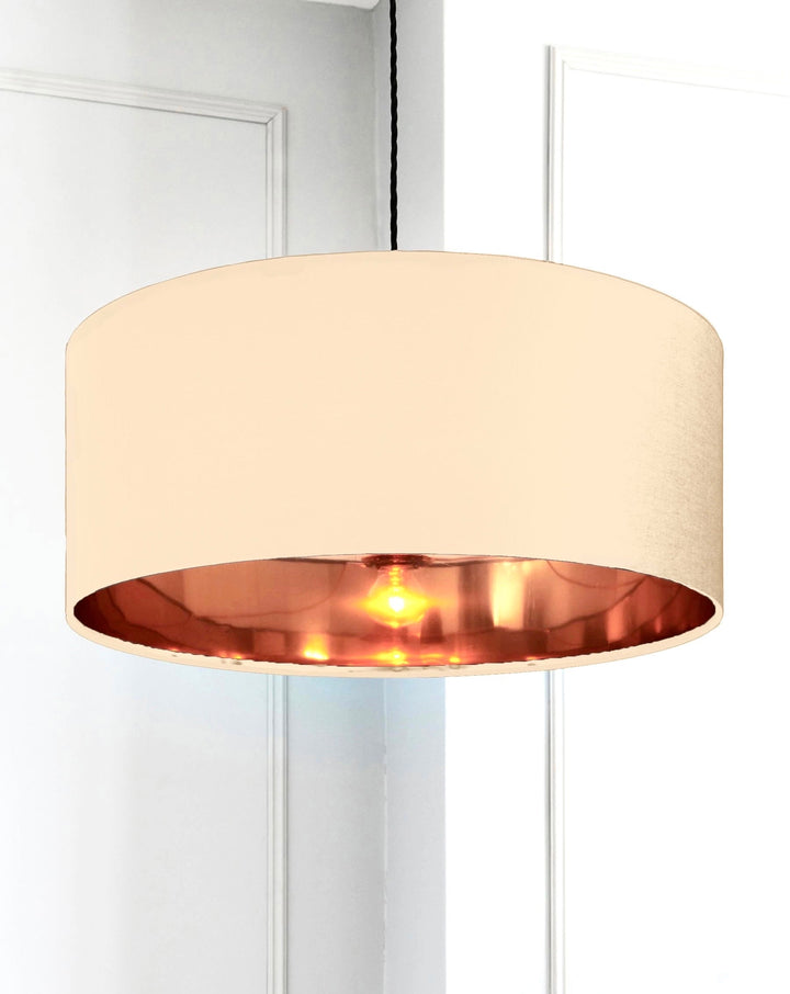 New high quality luxury beige 1 cotton drum cotton fabric lamp shade pendant light drum shape with metallic linings