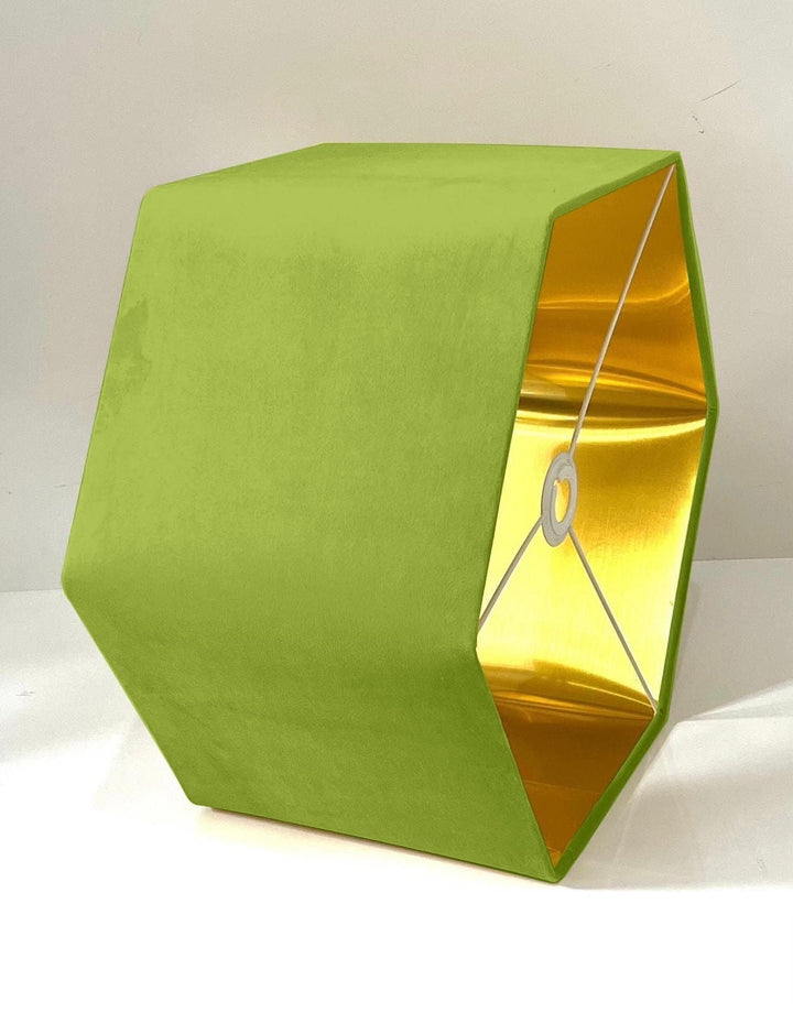 New luxury premium quality lime green hexagon velvet lamp shade pendant light shade light lime green velvet With metallic lining