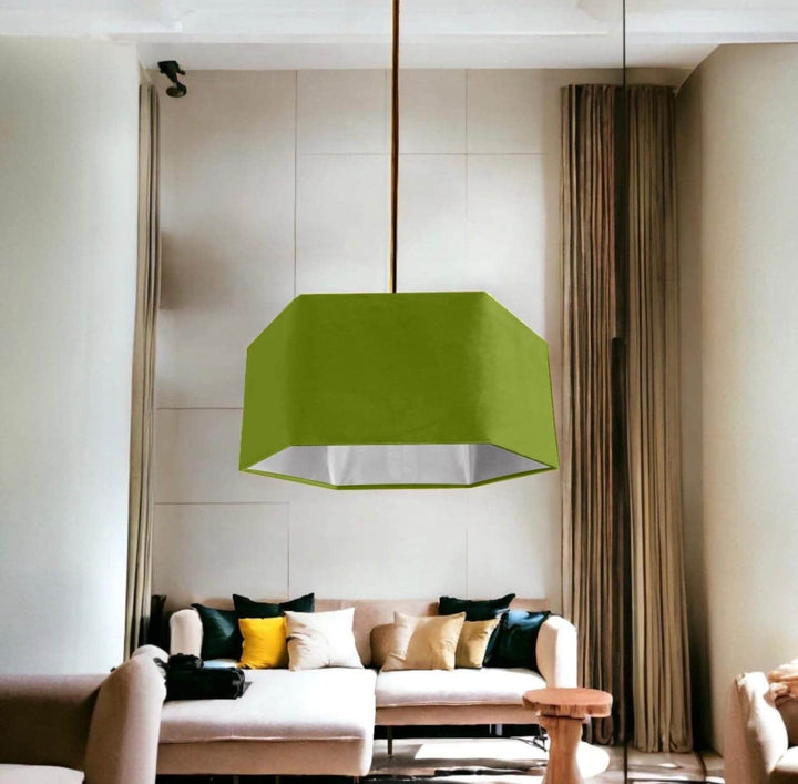 New luxury premium quality lime green hexagon velvet lamp shade pendant light shade light lime green velvet With metallic lining