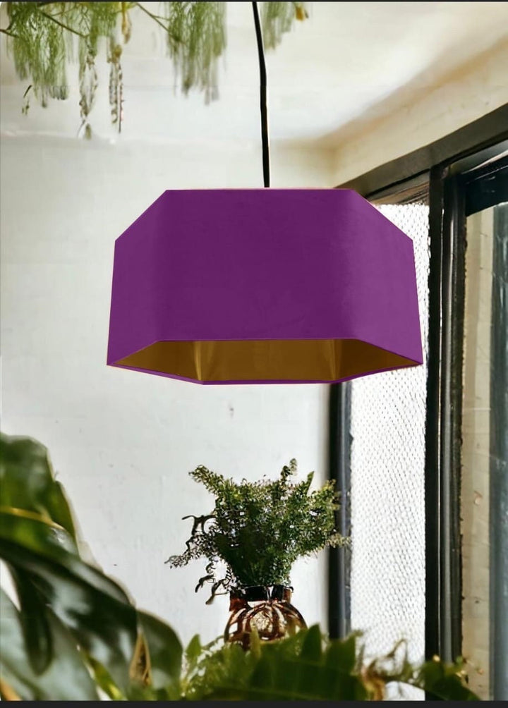 New luxury premium quality lavender purple hexagon velvet lamp shade pendant light shade lavender purple velvet With metallic lining