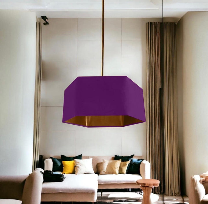 New luxury premium quality lavender purple hexagon velvet lamp shade pendant light shade lavender purple velvet With metallic lining