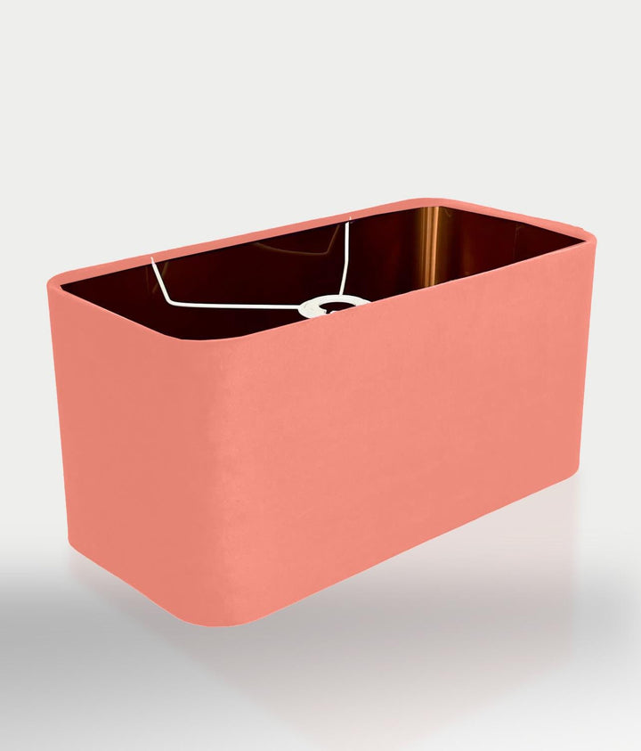 new luxury velvet sweet pink lamp shade and pendant light shade rounded rectangular shape with metallic panels lining