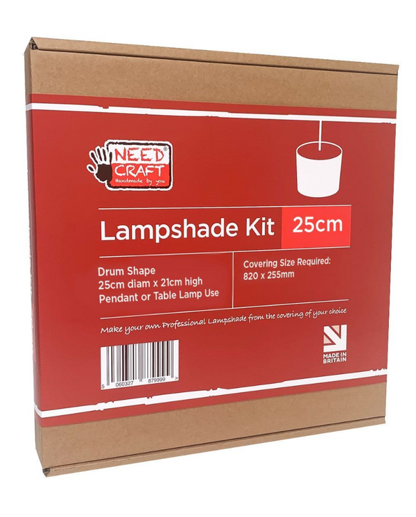 New lamp shade craft kit 25cm diameter x 21cm height drum with white plain panel  all instructions guide included