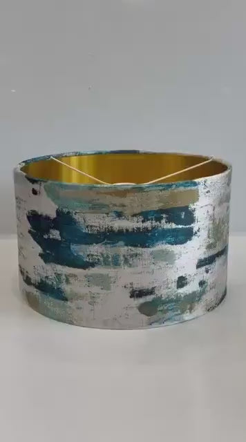 New exclusive handmade abstract teal blue marble effect velvet drum lamp shade pendant light lamp shade all shapes sizes available