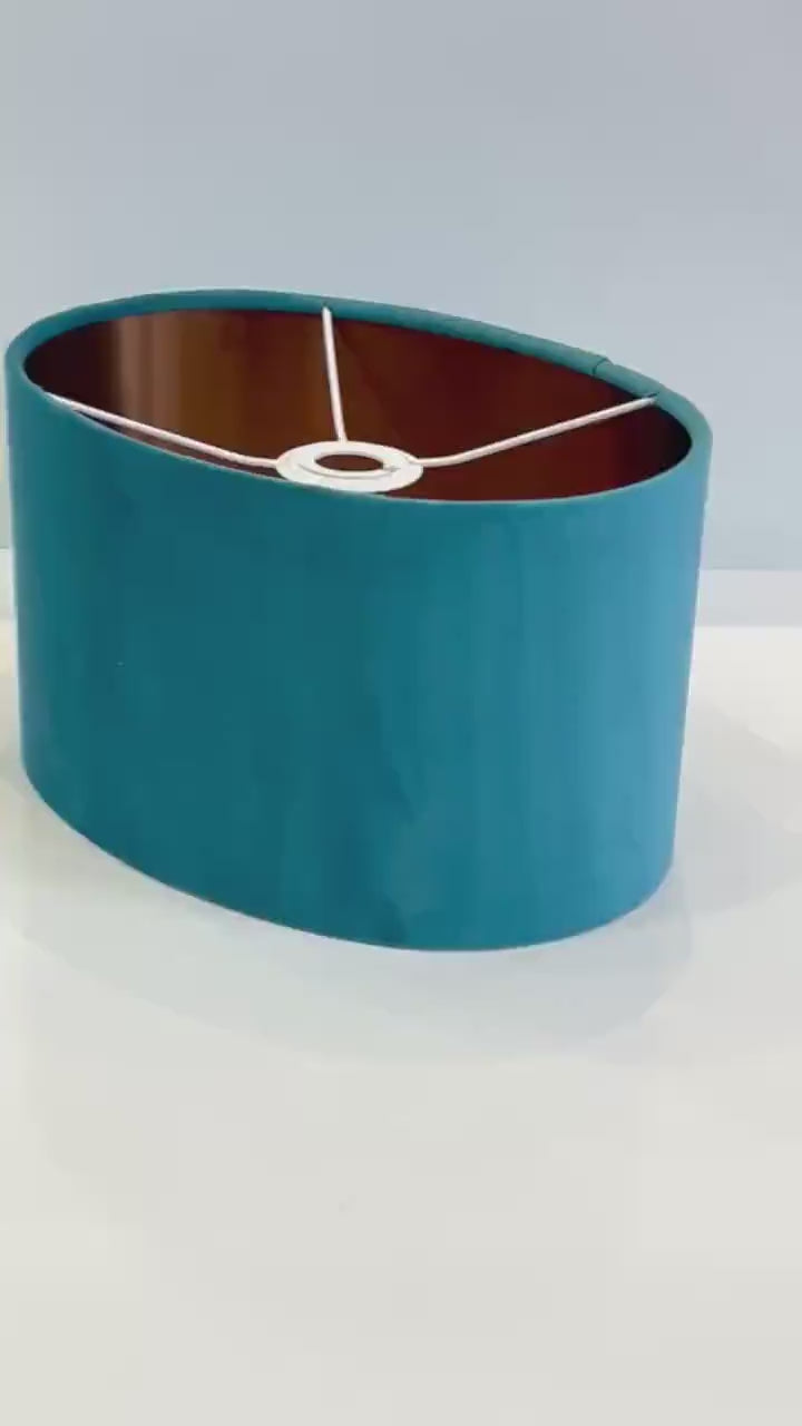 New luxury high quality aqua teal blue velvet fabric oval shape lamp shade pendant light lamp shade all shapes and sizes available