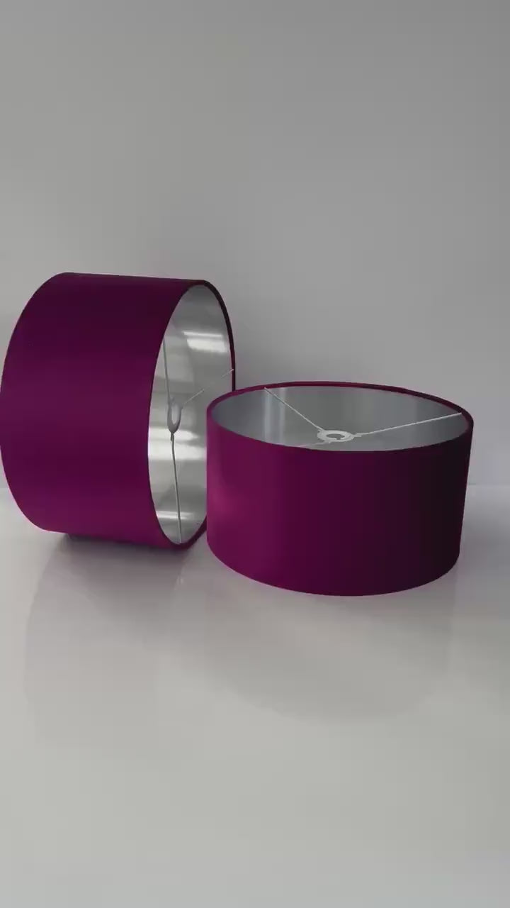 New luxury premium quality glamour fuchsia pink velvet fabric with brushed silver lining lamp shade pendant light shade in multi sizes