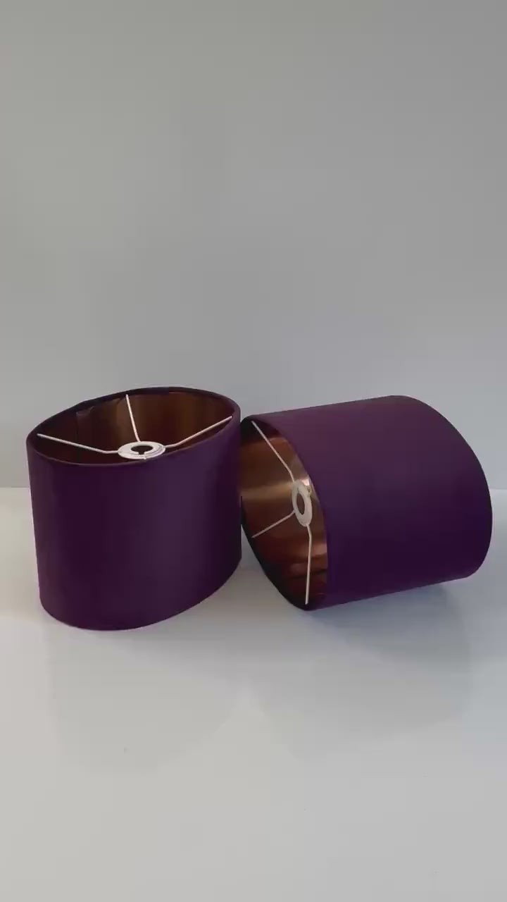 New luxury high quality handmade plum purple velvet fabric lamp shade oval shape lamp shade OVAL metallic lining