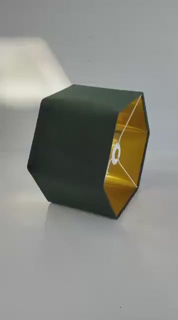 New luxury premium quality hexagon velvet lamp shade pendant light shade dark green With brushed gold lining